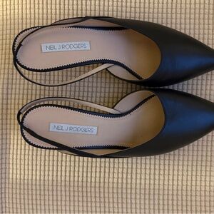 Black Women's Heels pointed toe kitten heels real leather